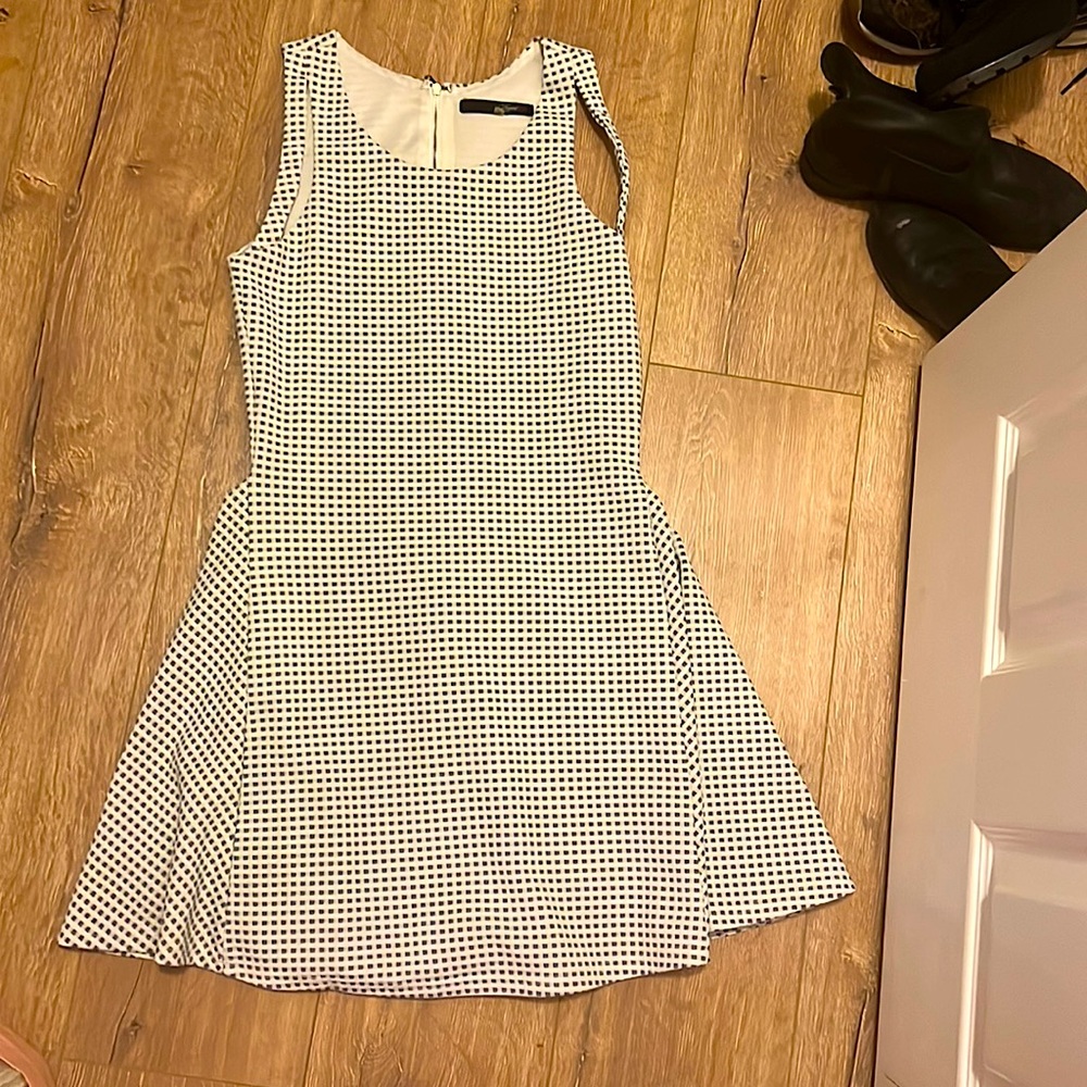 Medium Length Dress, White with blue checkered pattern, Sugarlips, M